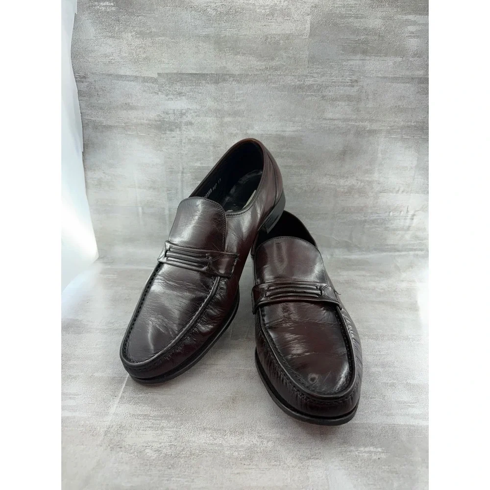 Florsheim Men Brown Leather Apron Toe Slip On Loafers Dress Shoes Sz 14D